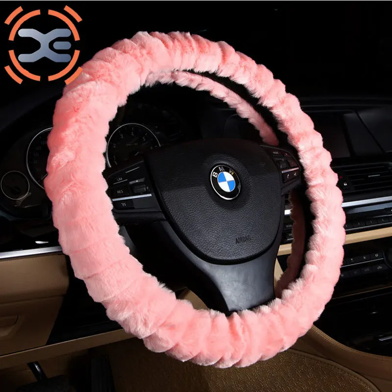 Plush Steering Wheel Cover 6 Colors Heating Steering Wheel Fashion Diameter 38cm Car Steering Wheel Cover