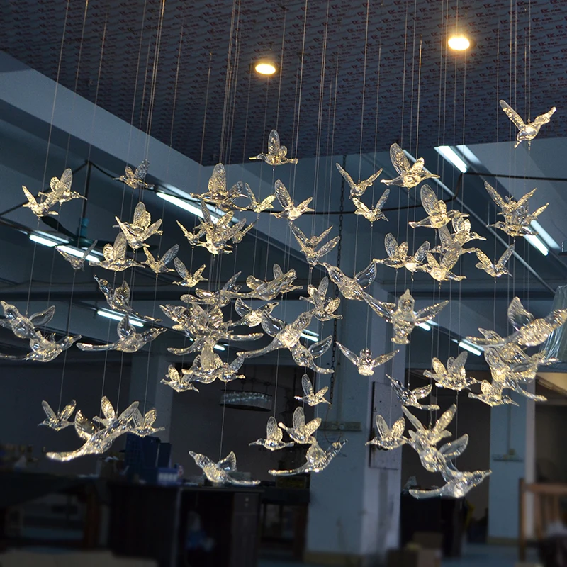 

12 PCS High Quality European hanging Crystal Acrylic Bird Hummingbird Ceiling Antenna Home Wedding Stage Decoration Ornaments