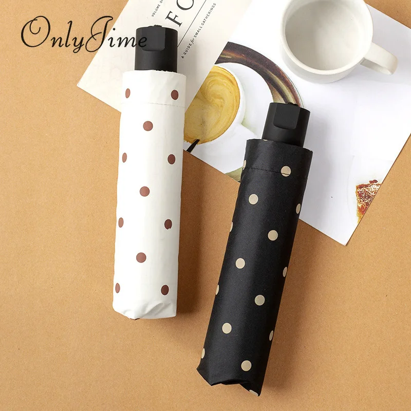 

Only Jime Polka Dot Female Umbrella Sunscreen Vinyl Three Folding Small Fresh Spot UV Protection Umbrella Windshield Lady