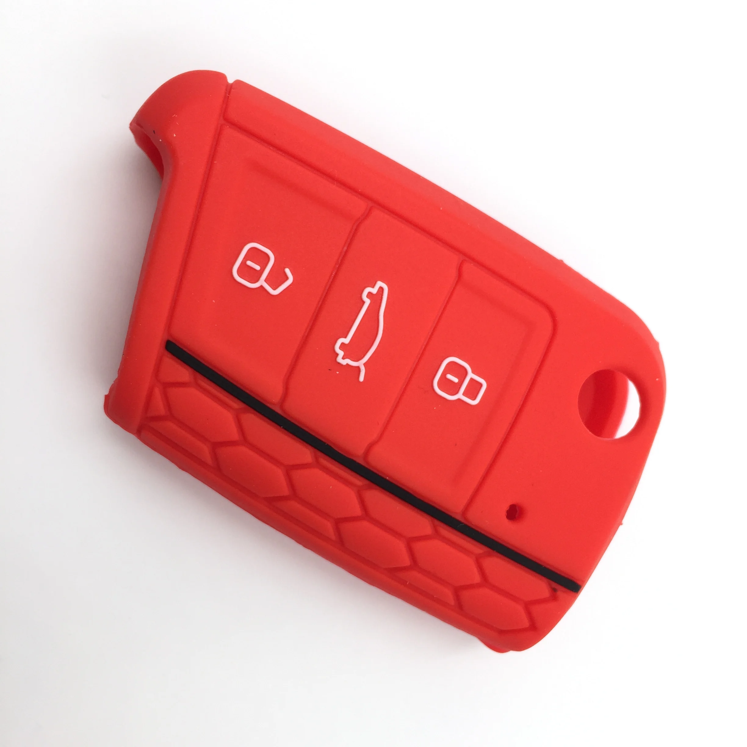 Автомобильный Стайлинг силикагель ключ протектор Чехлы Чехол Набор кожи для Golf 7 Touran L Sportsvan Lamando 3 кнопки дистанционного брелока - Название цвета: Красный