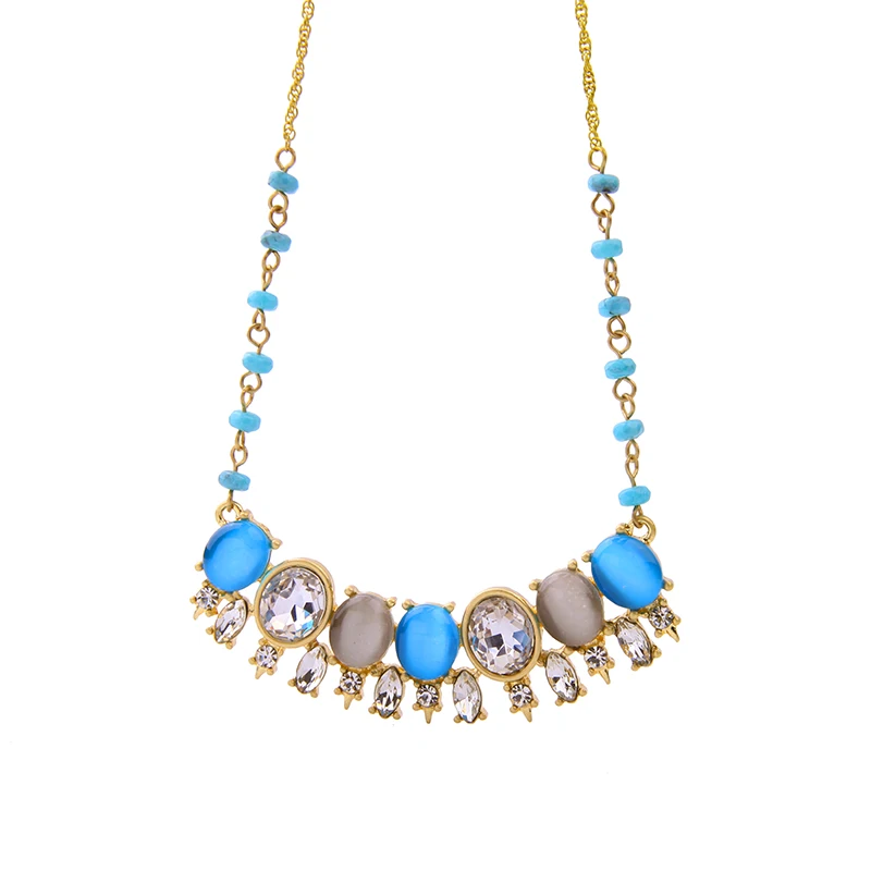 Bulk Price Fall 2016 Launch New Arrival Blue Crystal Necklace Women Chic Jewelry Alloy Cheaper Charm Fashionable Bijoux | Украшения и
