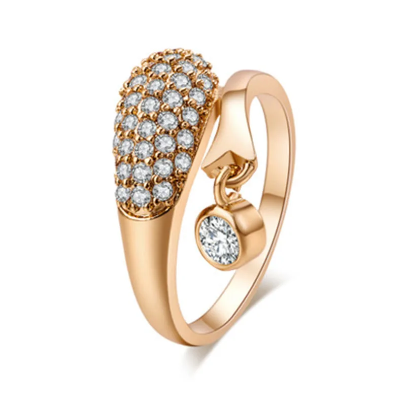 Fashion Women Rings Gold Shiny Rhinestone Zircon Finger Ring Wedding