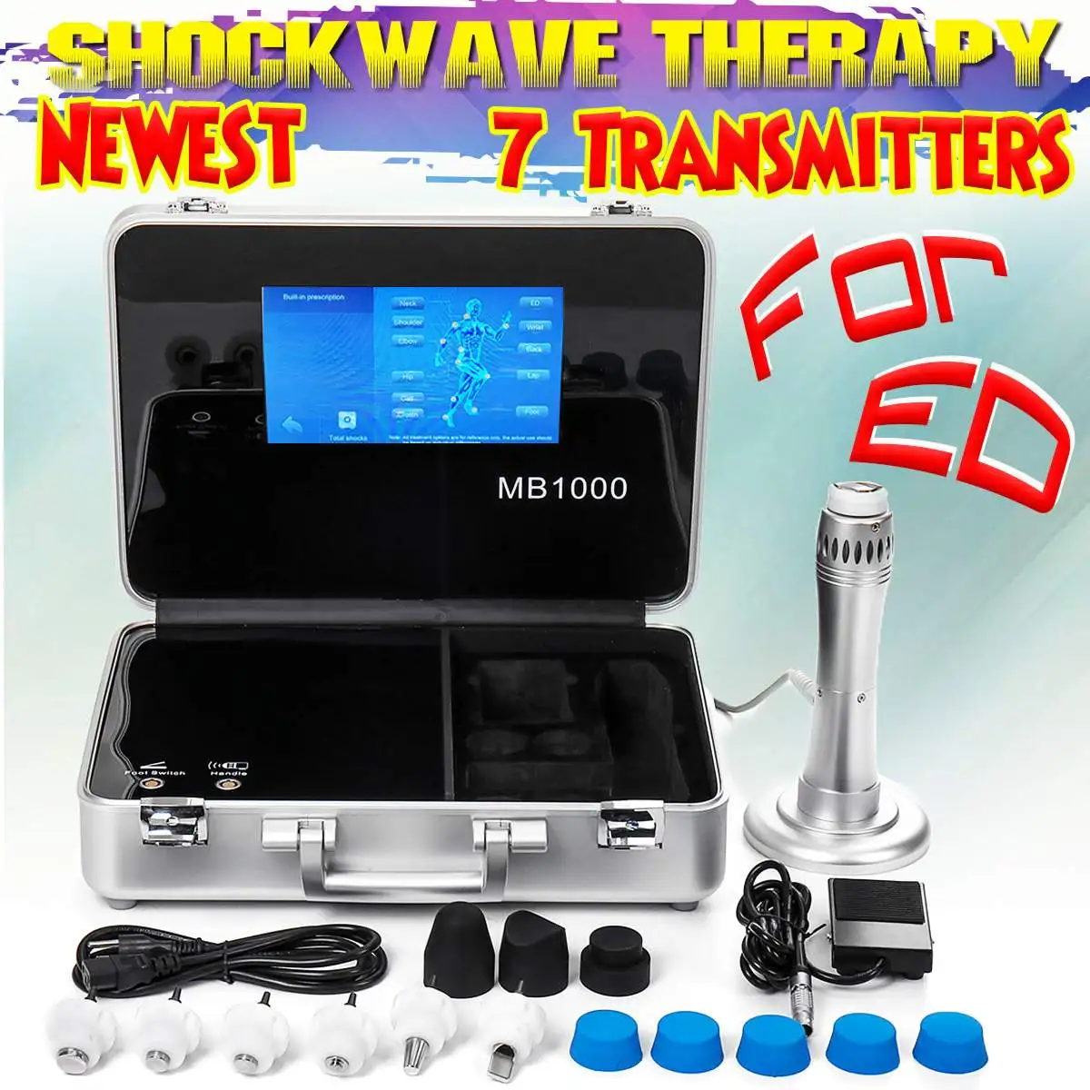 

10" Touch Control 46 Programs To Treat ED Portable Shock Wave Physiotherapy Equipment Shockwave Therapy Pain Relief Machine