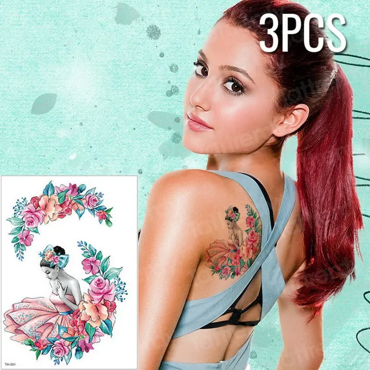 TH551x3 3pcs/lot fake tattoo sleeve temporary tattoo sticker japanese samurai tattoo geisha dragon tattoos women around dragon new cool - Цвет: TH551x3
