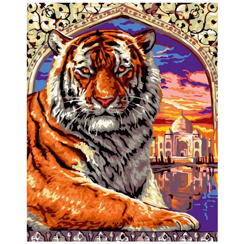 Картина по номерам DIY Прямая поставка 40x50 50x65 см ислам Великий синий тигр животное