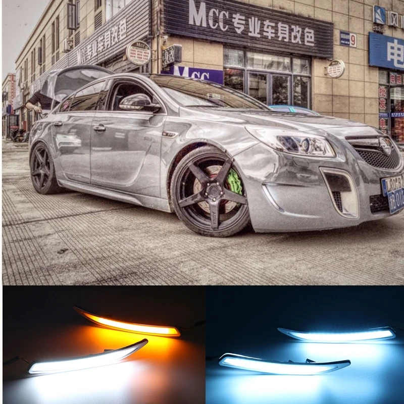 LYQ LED Daytime running light for Opel insignia OPC /Buick Regal GS 2010-2016 With Auto Yellow Turning Function or 3 color auto vehicles white led number license plate light lamps for opel insignia sports tourer mokka for buick for cadillac for gmc