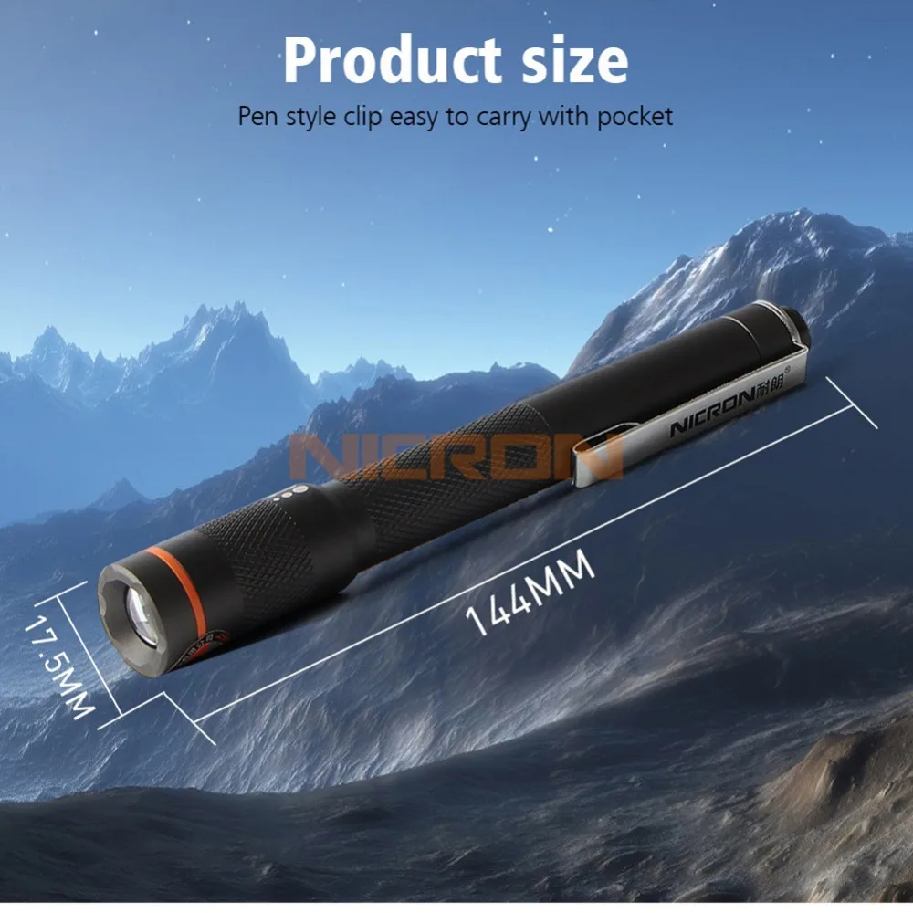 US $13.70 NICRON 1W 2xAAA Color Match Pen Flashlight 120LM 61M Beam Distance Waterproof IP65 Mini Home Torch Lamp B22 For Maintenance Etc