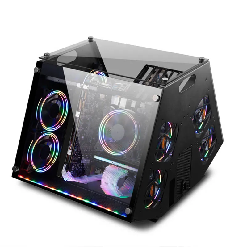 DIY стальной корпус для компьютера matx прозрачное стекло настольный коробка микро