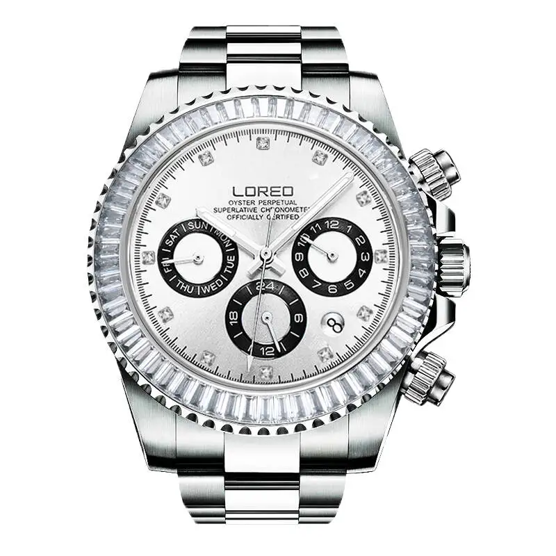 

LOREO 9209 diver 200M oyster perpetual cosmograph daytona automatic Austrian diamond hollow calendar scratch resistant sapphire