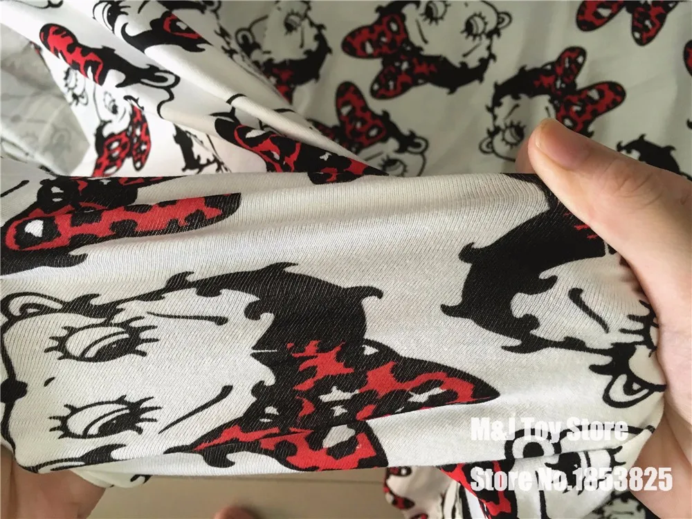 50*155 см мультфильм betty эластичность трикотажные хлопок ткань для Вышивание DIY лоскутное родитель-ребенок Костюмы, одежда для малышей
