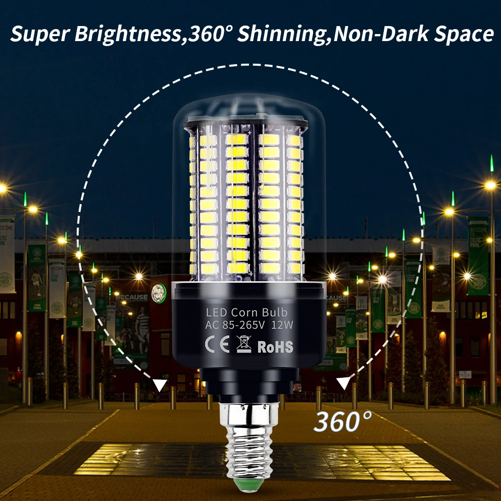 

E27 Led Corn Bulb E14 220V Led Lamp SMD 5736 Led Light 5W 7W 9W 12W 15W 20W Bombillas 85-265V No Flicker Lights For Living Room