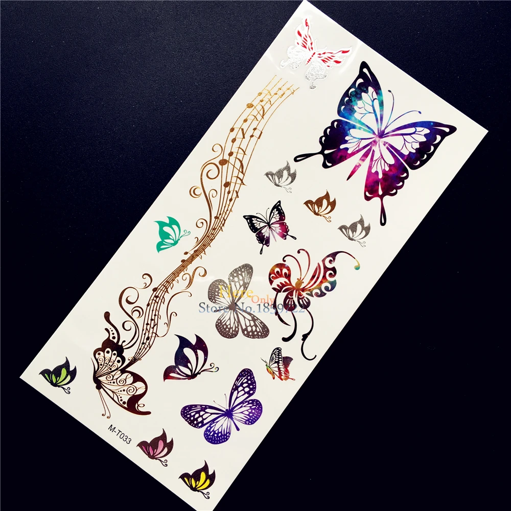 1 PC Terbaru Flash Emas Logam Tato Melodi Tempoary Tato Henna Bunga