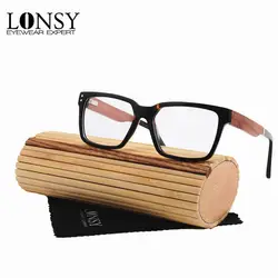 LONSY Новый Ретро бамбука деревянная рамка для очков для мужчин женские для зрения оправа градусов близорукость очки с прозрачными стеклами