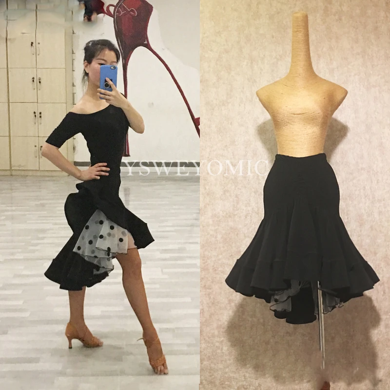 

YSWEYOMIC Latin Dance Skirts Class Dancing Dress Costumes Tango Samba Bachata Practice Latin Skirts Dance for Women