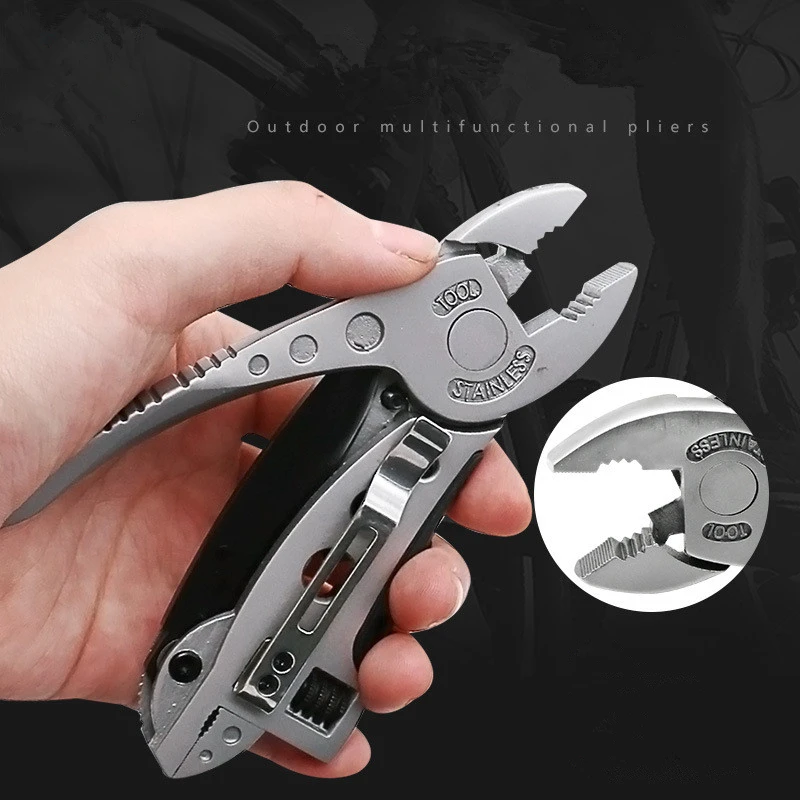Multitool Wrench Stainless Steel Spanner Tool With Pliers Wire Cutter Adjustable Screwdriver Jaw Outdoor Survival Emergency Gear | Спорт и