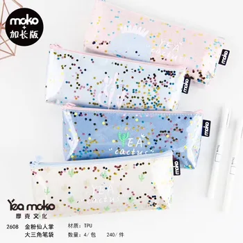 

1Pcs Kawaii Pencil Case Gold Powder Cactus Gift Estuches School Pencil Box Pencilcase Pencil Bag School Supplies Stationery