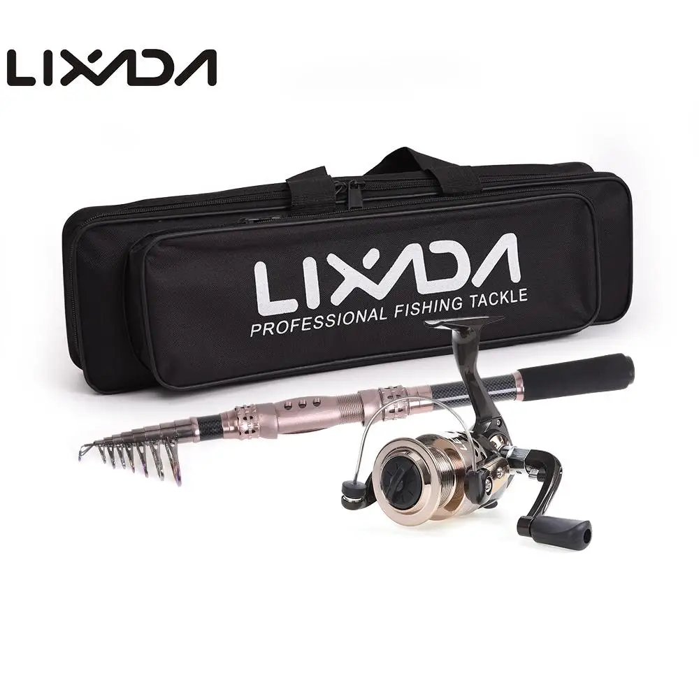 

Lixada Telescopic Fishing Rod Reel Combo Full Kit Carbon Fiber Rod Pole + Spinning Reel with Bag Case Fishing Gear Set For Pesca