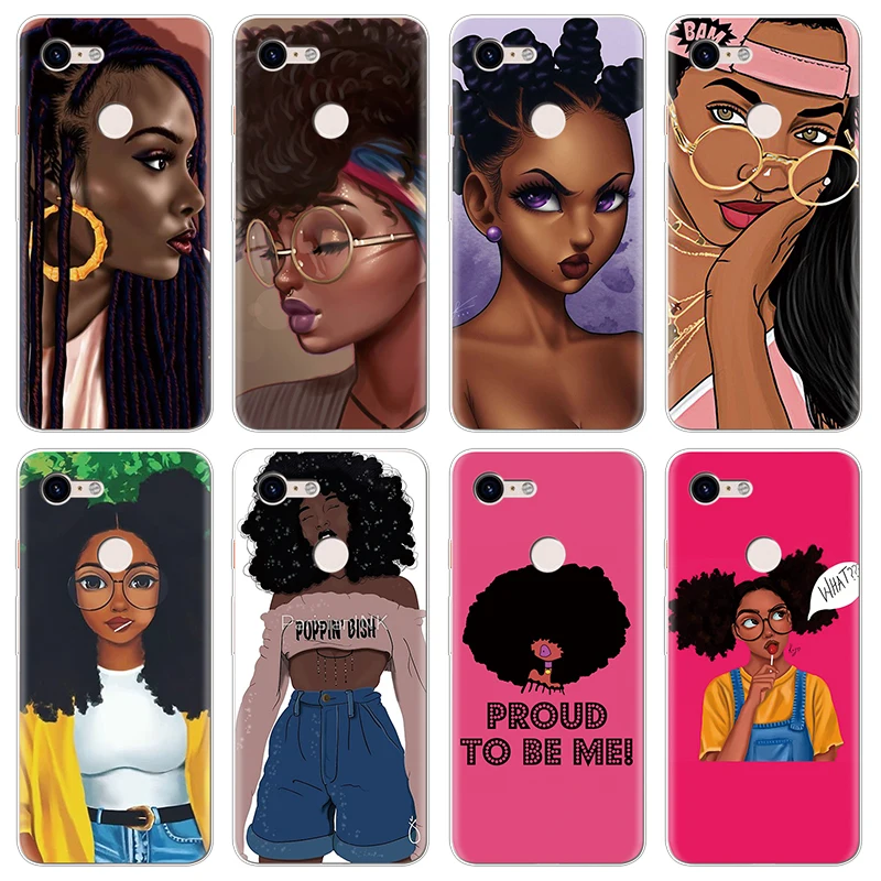 

Phone Case Afro Black Girl Melanin Poppin For Google Pixel 2 3 XL Capa Cover Soft TPU Coque For Google Pixel 3a XL Silicone Case