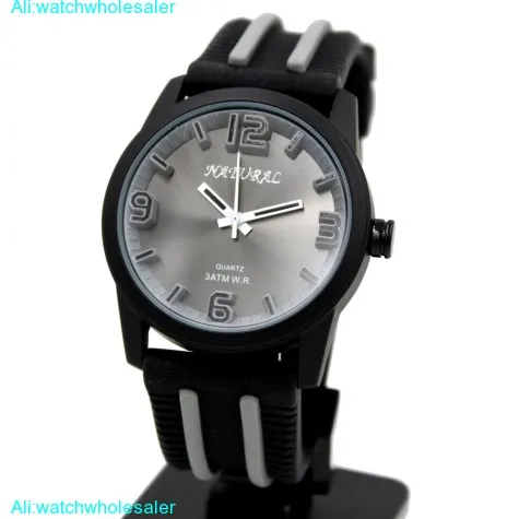 FW848S Black Dial Silicone Black Band Men Women Trendy Grey Quartz Fashion Watch