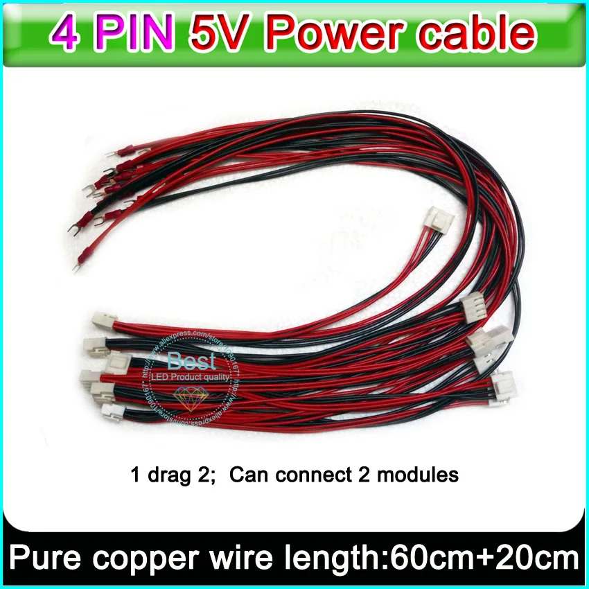 

60+20cm 4pin Long Power Supply Cable /Power Cord /Power Wire for LED Display,p3~p10 Indoor full color LED Screen Accessories