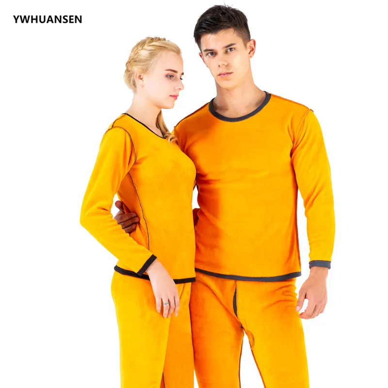 

YWHUANSEN 2pcs/set Women and Men's Ultra Soft Thermal Underwear Long Johns Set Fleece Lined Thick Warm Winter Thermal Clothing