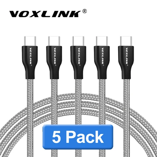 VOXLINK usb type C USB 2,4 кабель USB C type-C кабель для синхронизации и зарядки для samsung huawei P20/OnePlus 2/ZUK Z1/LG G5/Xiaomi 8SE/HTC10 - Цвет: Grey 5pcs cable