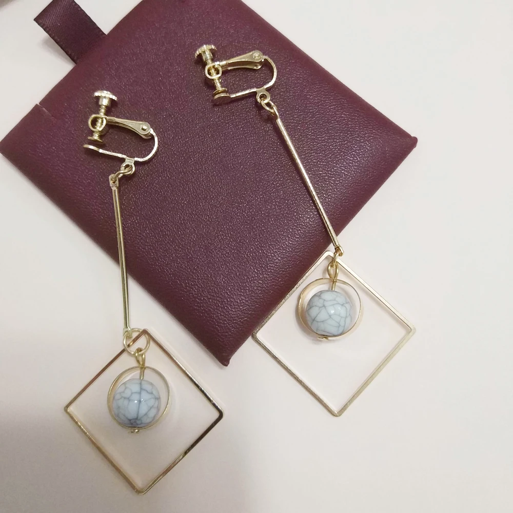 

Geometric simple long pearl earings fashion jewelry for women