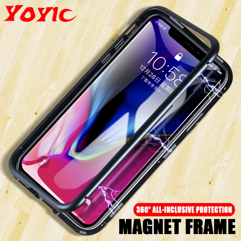

YOYIC Magnetic Adsorption Phone Cases For iPhone X 8 7 6 6S Case Magnetic Glass Back Phone Case For iPhone 6 6s 7 8 Plus Case