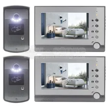 DIYSEUCR 2 Cámara 2 Monitor de 7 pulgadas Video de La Puerta Teléfono Entrar ID Desbloqueo de Intercomunicación de Manos Libres LED de Visión Nocturna cámara