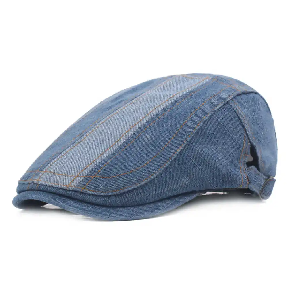 Light Blue Регулируемый джинсовый берет Кепка s винтажная однотонная плоская кепка Утконос шляпа кость шляпы светло-голубой/темно-синий - Цвет: Light Blue