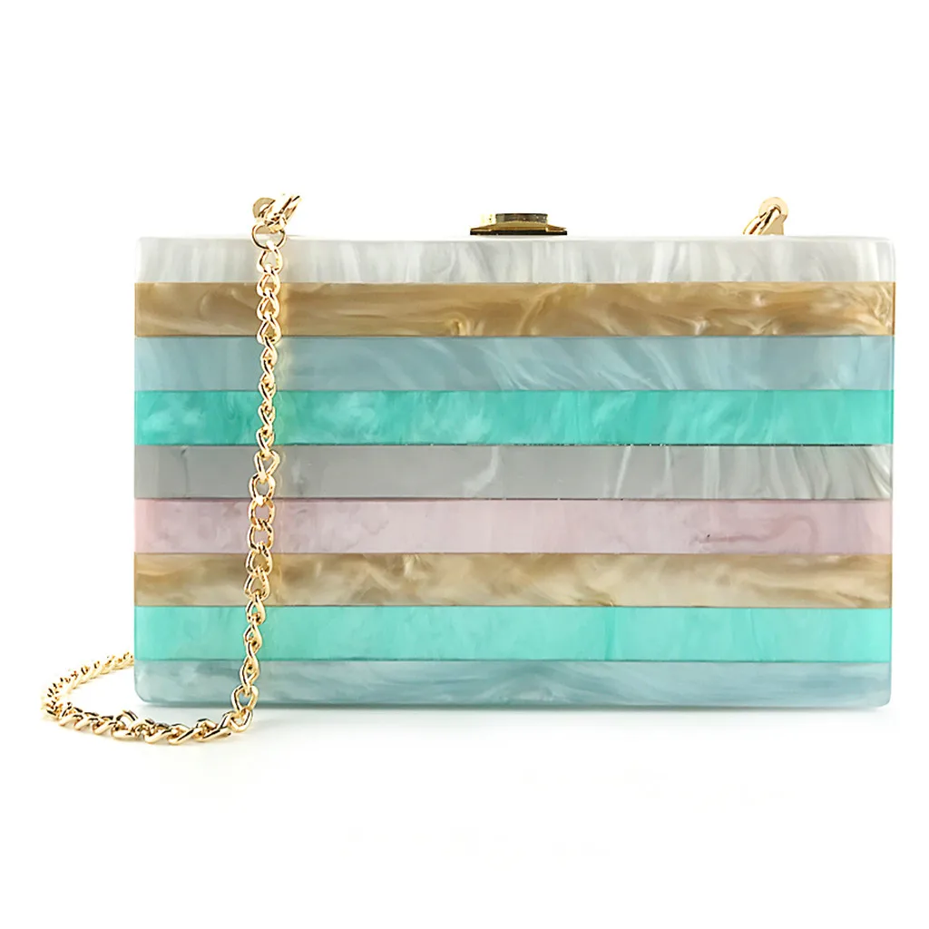 Модная повседневная женская вечерняя сумочка с геометрическим узором, цветная акриловая коробка, вечерние посылка на лето