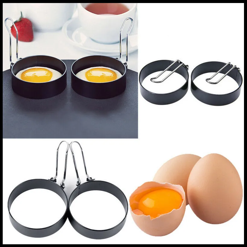 

2019 New 2pcs Egg Ring Mould Stainless Steel Omelette Fry Egg Pancake Poach Mold Kitchen Cooking Tools Bakeware