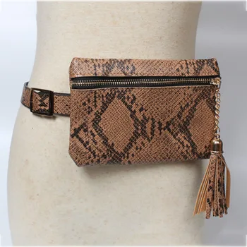 

12PCS / LOT Fashion Women Waist Bag Serpentine Belt Bag Female Vintage Waist Pack Lattice Fanny Pack Tassel Lady Zipper Coin