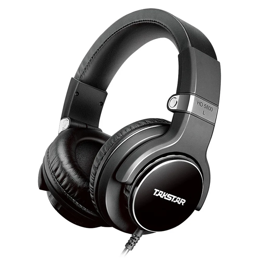 Новейший Takstar HD5800 MFi профессиональный монитор наушники с микрофоном динамическая студийная Музыкальная гарнитура шумоподавление - Цвет: Черный
