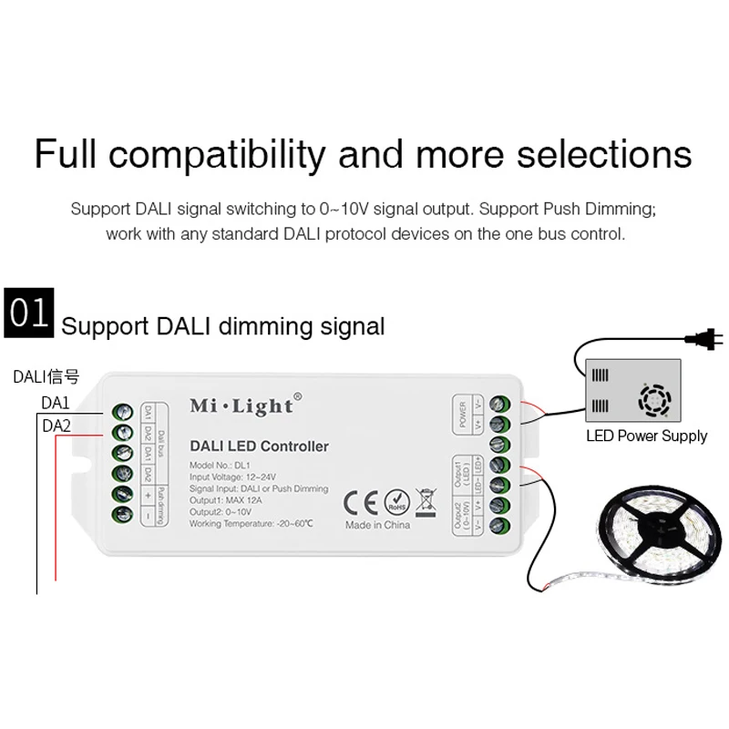 Светодиодный контроллер MiBOXER DL1 DALI DC12 ~ 24 В Поддержка переключения сигнала с