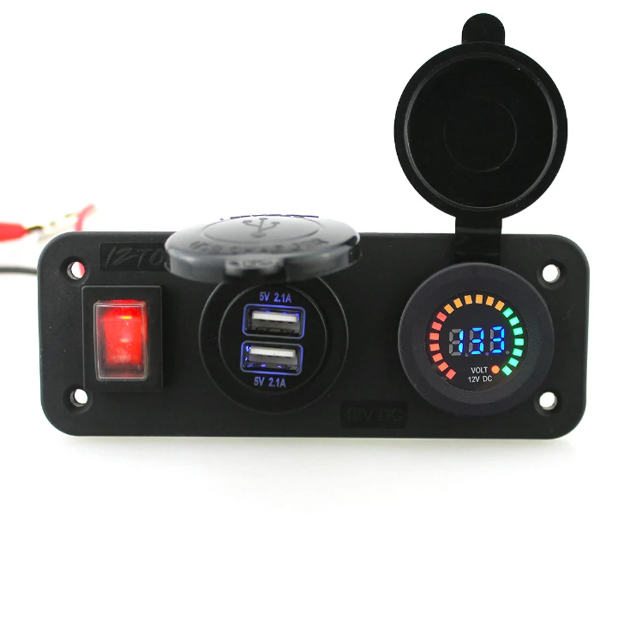 12V морской Лодка Грузовик RV Мотоцикл вольтметр с 4.2A двойной USB Автомобильное