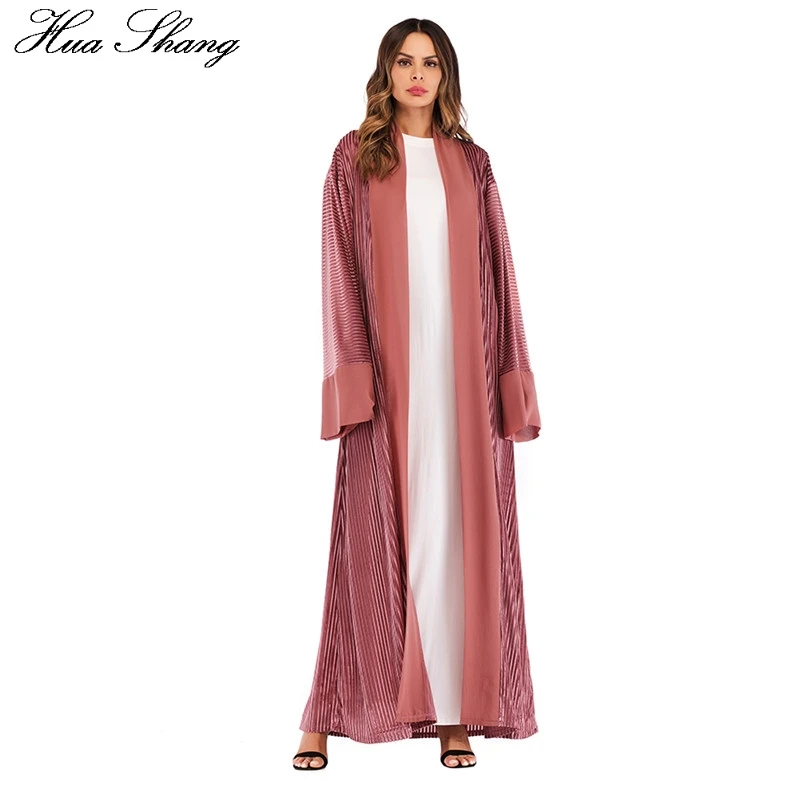 

Muslim Abaya Striped Dress Dubai Turkish Kaftan Dress Cardigan Long Robes Kimono Ramadan Middle East Moroccan Islamic Clothing