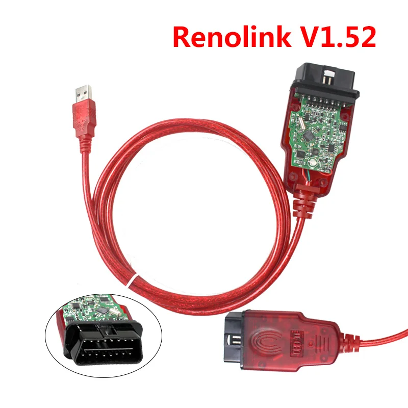 Renolink OBD2 forRenault новейший ECU программист V1.52 CD Программное обеспечение ключ кодирования UCH соответствие приборной панели кодирование ECU Функция сброса - Цвет: Renolink