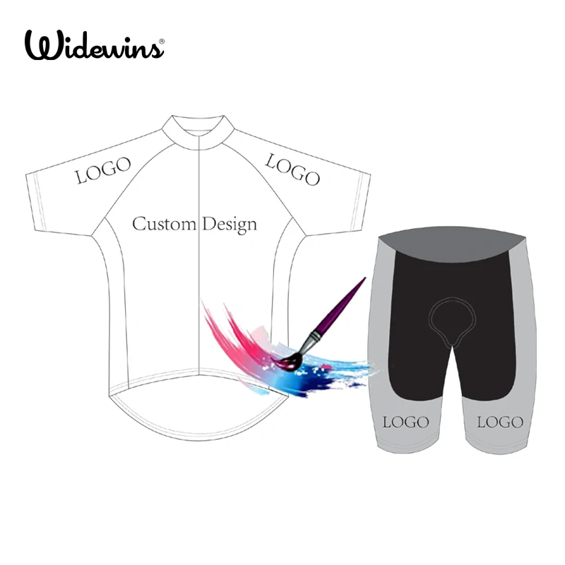 Widewins ثوب نسائي محكم الحبك DIY تصميم شعارك الصيف قصيرة الأكمام جيرسي الدراجة سباق فريق الطريق السائق الدراجات قميص رياضي