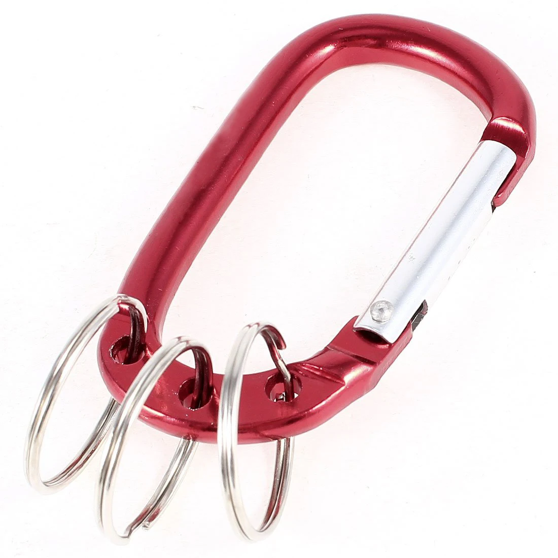 

Burgundy, red Aluminum Carabiner Clip Hook 3 Split Key Ring Chain