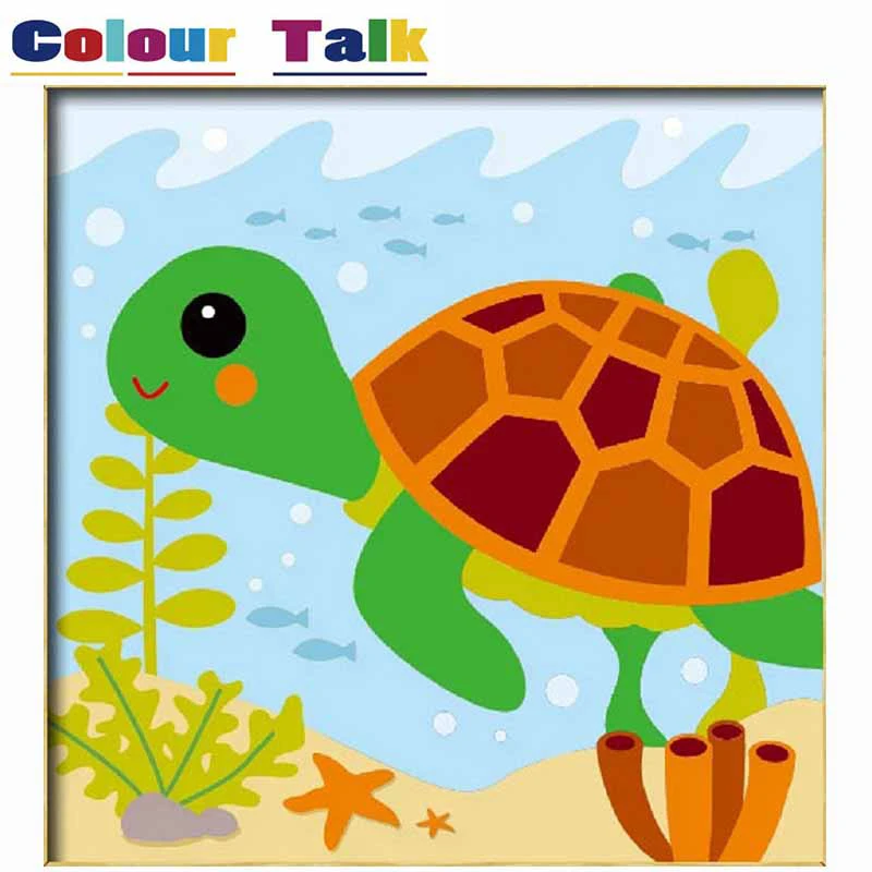 Paintng Coloring By Numbers Painting Calligraphy Framed DIY Poster Pictures Animals Canvas Home Decor Turtle P-2350 | Дом и сад