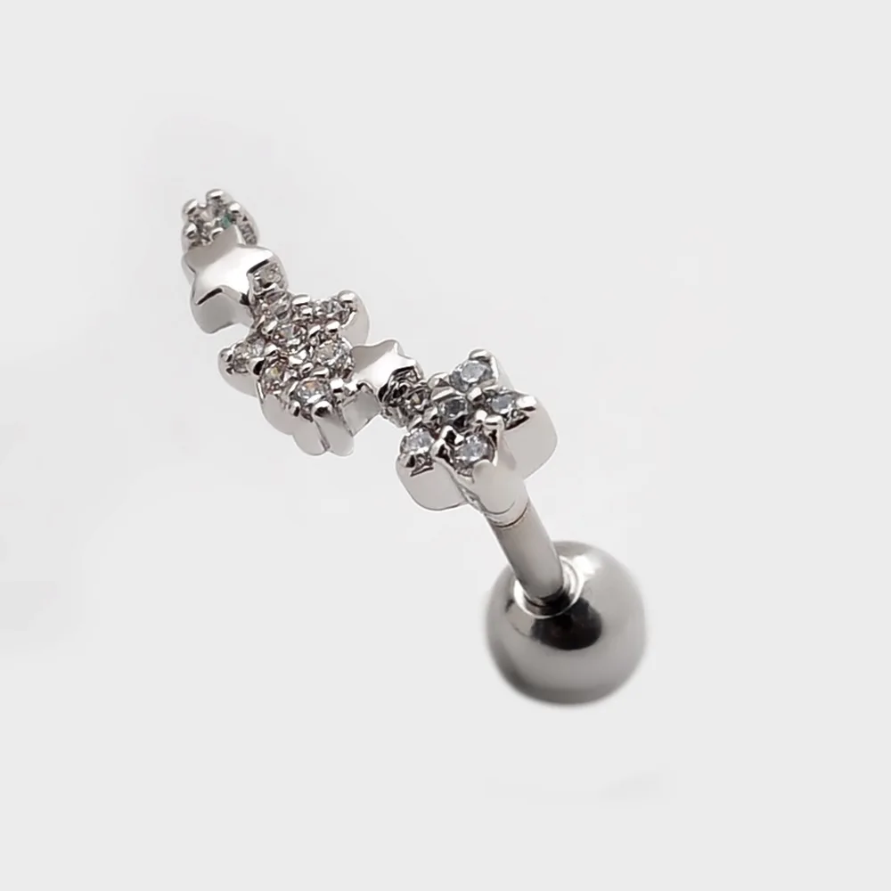 non mainstream earrings,ear bone screws,Piercing jewelry , zircon