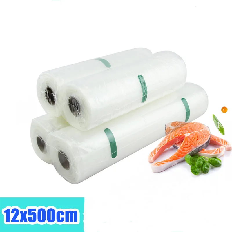 

2 Rolls / 1 Slot Vacuum Sealer Bags 12*500cm Food Storage Bags for Vacuum Sealer Kitchen Fresh Food Packaging Packer