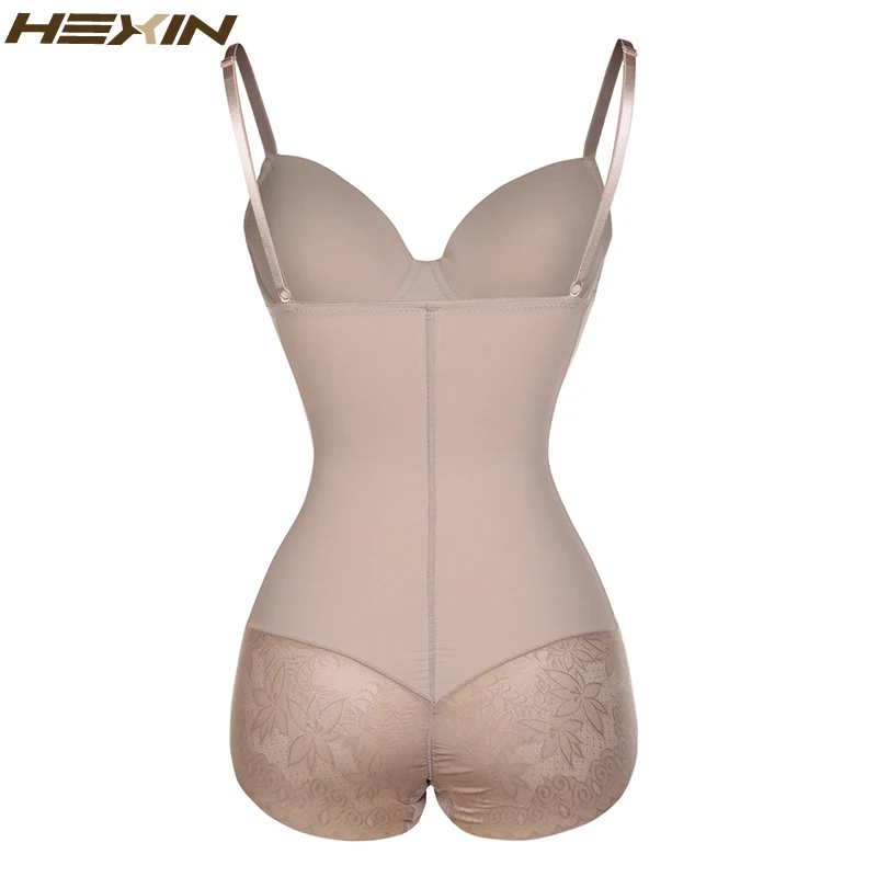 HEXIN Women Sexy Lace Bodysuit Slimming Body Shaper Push Up Bra Tummy Control Abdomen Fat Adjustable Shaperwear