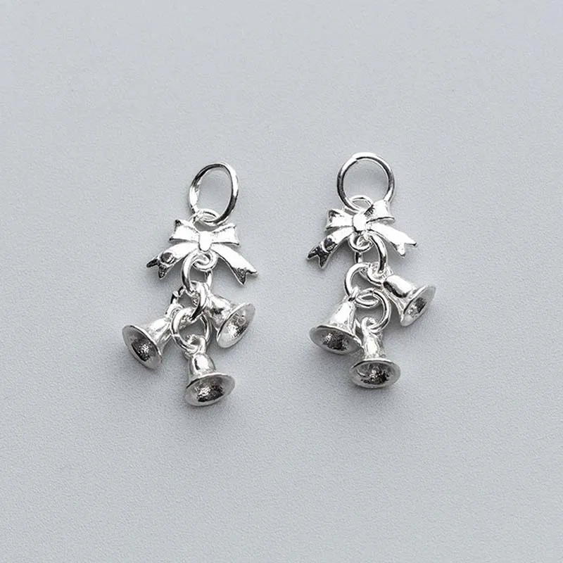 925 Sterling Silver Christmas Jingle Bell Charms 25.5mm Length Hand