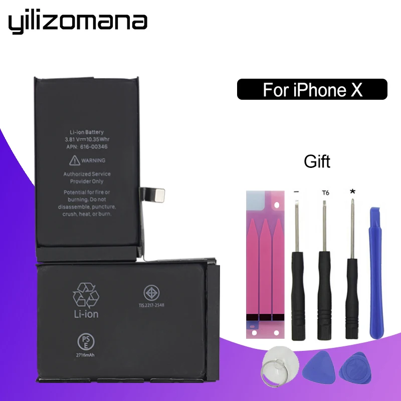 

YILIZOMANA Original Phone Battery for iPhone X 6 Plus 6S Plus 7 Plus 8 Plus Real High Capacity Replacement Batteries Free Tools