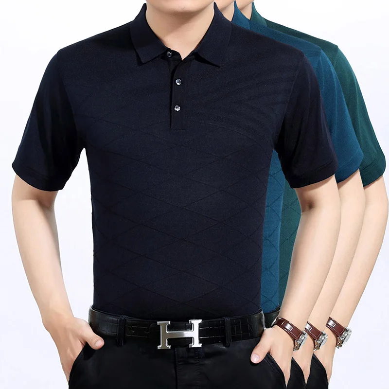 

Summer middle-aged men tshirt short-sleeved loose and comfortable t shirt men Asian size S M L XL XXL XXXL