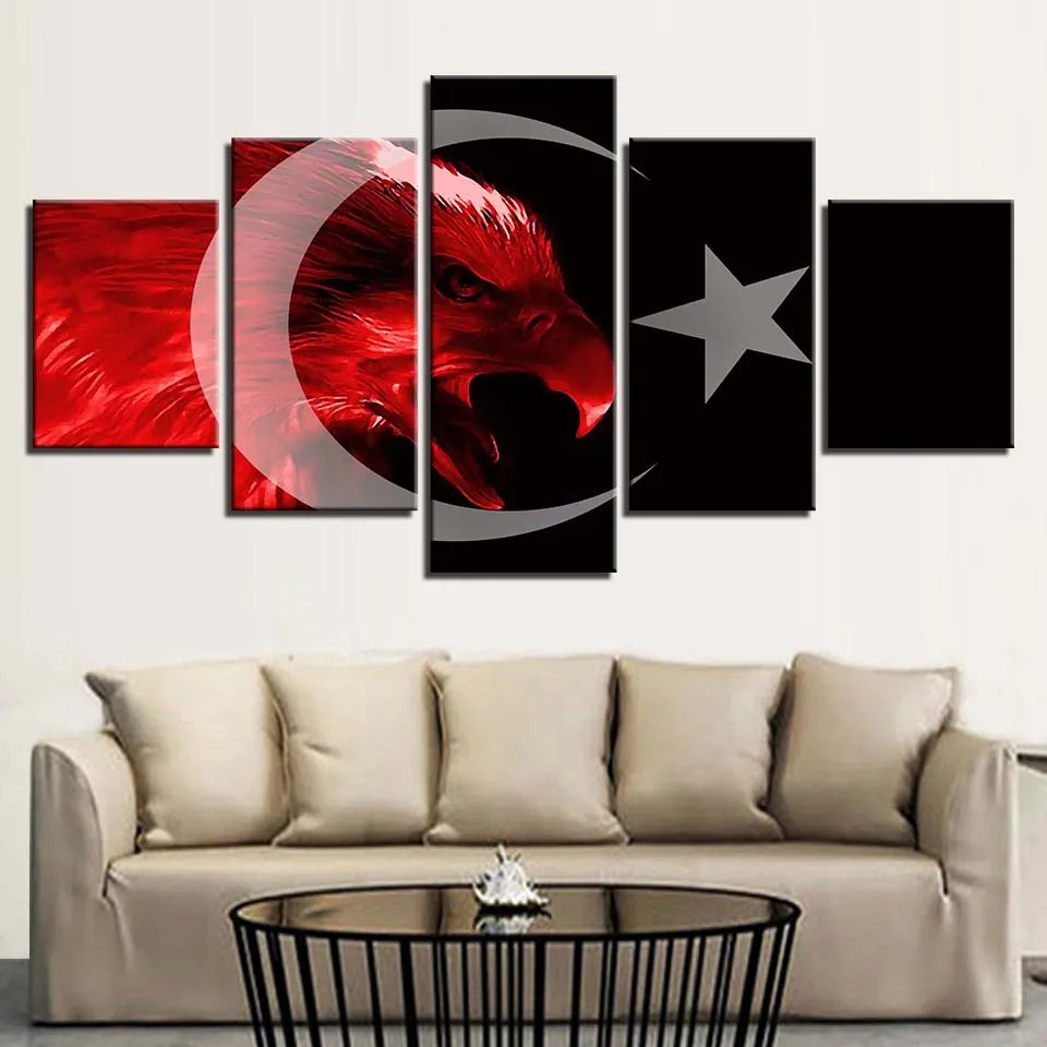 

Canvas Painting Style Wall Modular Pictures 5 Panel Turkey For Living Room Eagle Art Cuadros Modern Framework Decoration