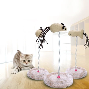 

Cat Toys Interactive Scratching Posts Cat Spring Toy Mice Sisal Spring With Small Animal Style Cat Scratch Board Cat Toy Spring