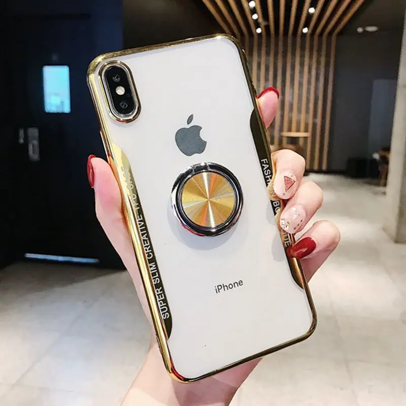 

Adsorption Magnetic Car Bracket Clear Case For iphone 8 7 6s 6 s plus Soft Silicon Cover For iphone XS MAX XR X 10 Phone Cases